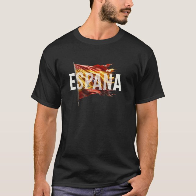T-shirt Espagne agitant un drapeau espagnol en lambeaux (Devant)