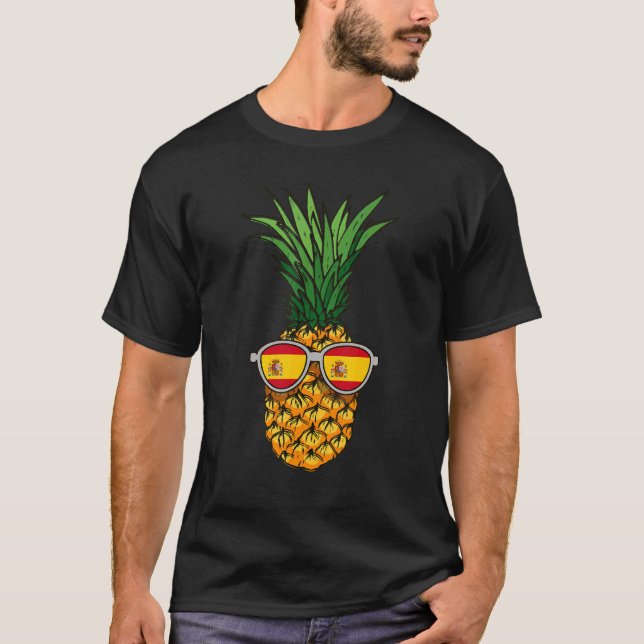 T-shirt Espagne Ananas Espagne Drapeau Lunettes de soleil  (Devant)