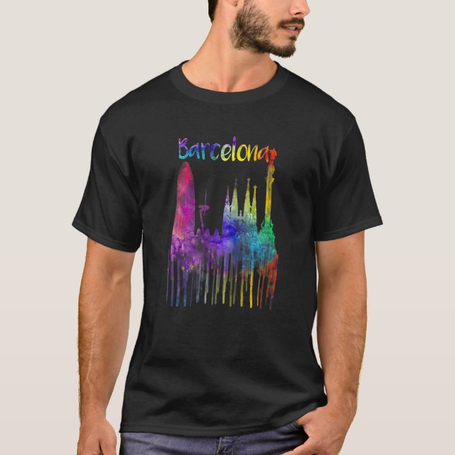 T-shirt Espagne Barcelone Peinture Catalogne Visiteur Espa (Devant)