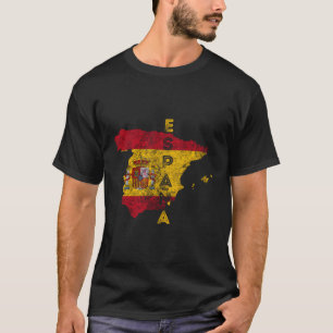 T-shirt Espagne Carte Et Drapeau Perturbé Espaã±A