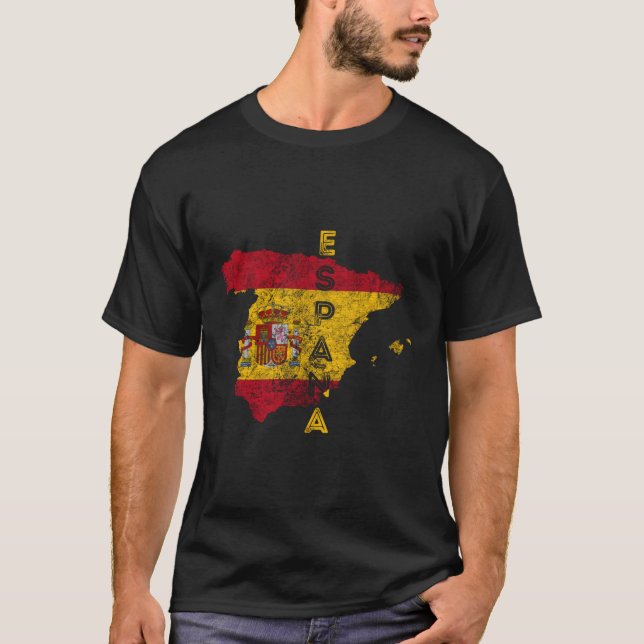 T-shirt Espagne Carte Et Drapeau Perturbé Espaã±A (Devant)