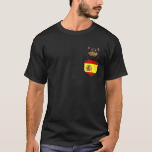 T-shirt Espagne Drapeau Chihuahua Noir Chien Dans Une Poch
