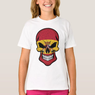 T-shirt Espagne Drapeau crâne souriant