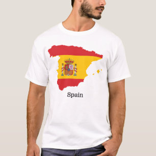 T-shirt Espagne Drapeau dans Carte Design Souvenir