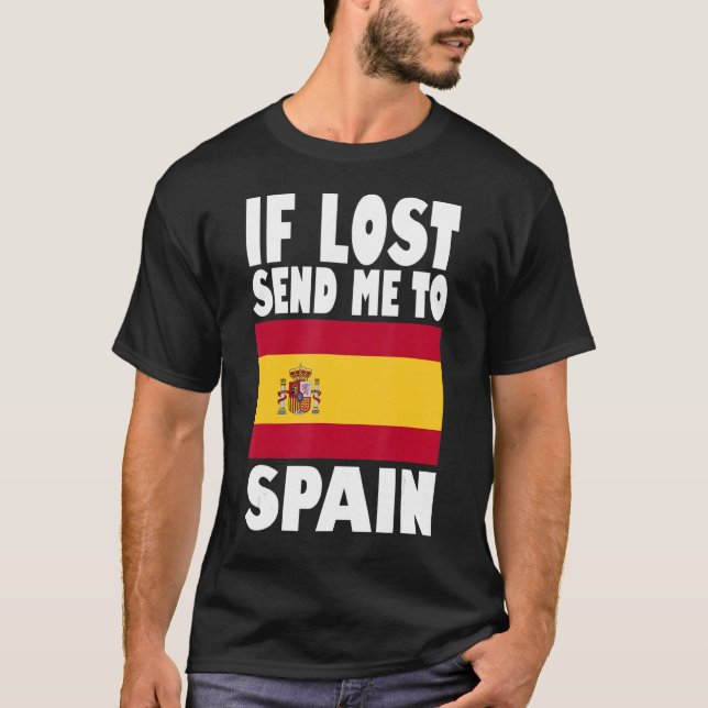T-shirt Espagne Drapeau design Si perdu envoyez-moi en Esp (Devant)