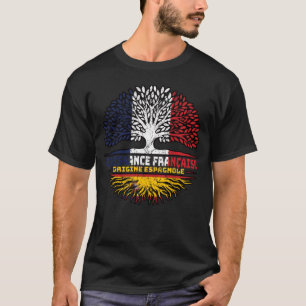 T-shirt Espagne Espagne France Arbre Drapeau