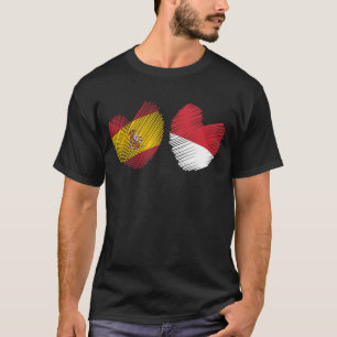 T-shirt Espagne Indonésie Coeur espagnol Drapeau indonésie