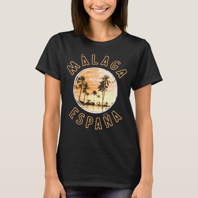 T-shirt Espagne Malaga ESPANA Retro Sunset (Devant)