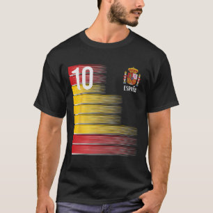T-shirt Espagne Numéro 10 Espana Football Espagnol Hommes 