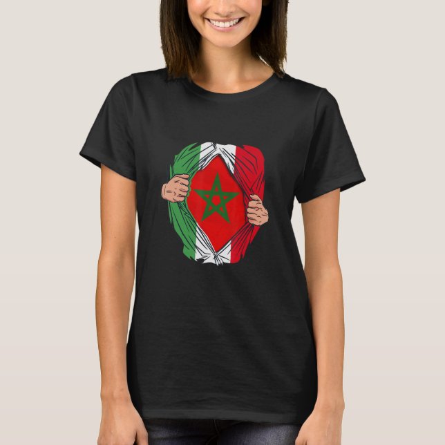 T-shirt Espagnol avec des racines marocaines Drapeau Maroc (Devant)