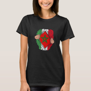 T-shirt Espagnol avec racines marocaines Maroc Drapeau ave