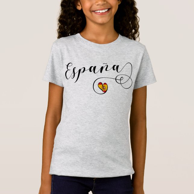 T-Shirt Espagnol de coeur de drapeau d'España Espagne (Devant)