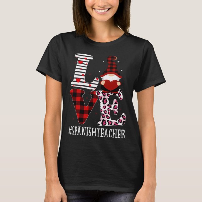 T-shirt Espagnol Enseignant Aimer Femmes Leopard Appréciat (Devant)