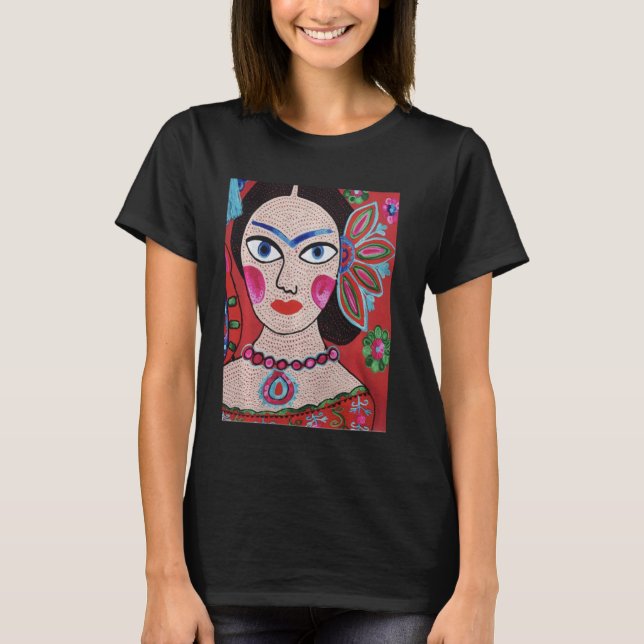 T-shirt Espagnol Flamenco Fleur Boho Femme (Devant)