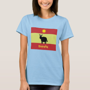 T-shirt Espagnol mignon Taureau, Sun et drapeau