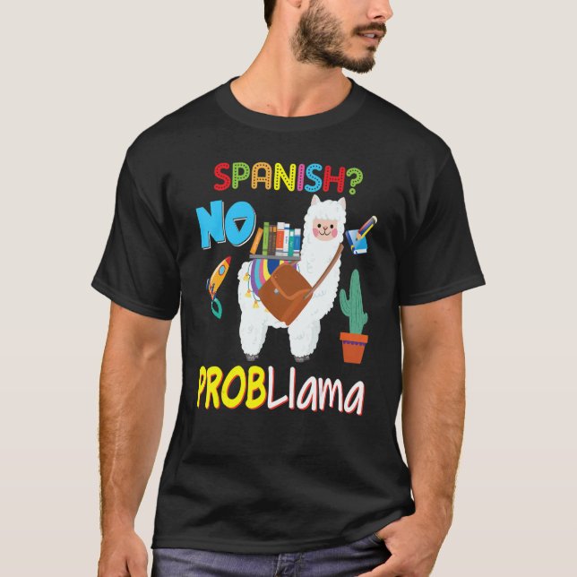 T-shirt Espagnol Pas de problème Llama Kid Tea étudiant (Devant)