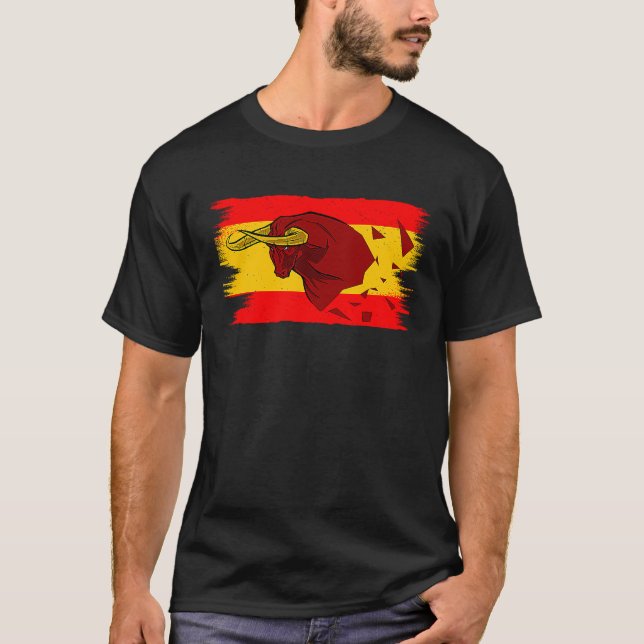 T-shirt Espana Bull Fight for Taurus and Spain Flag (Devant)