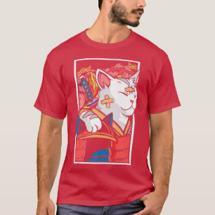 T-shirt Espèce japonaise Cat Samurai Ninja Katana Warrior