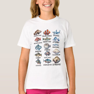 T-shirt Espèces De Poisson Types De Poisson D'Eau Douce Pê