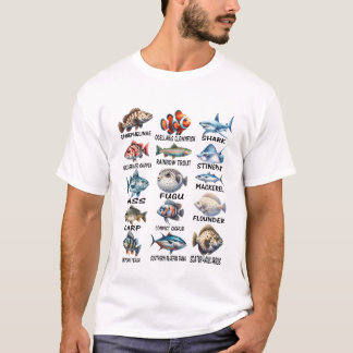 T-shirt Espèces De Poisson Types De Poisson D'Eau Douce Pê