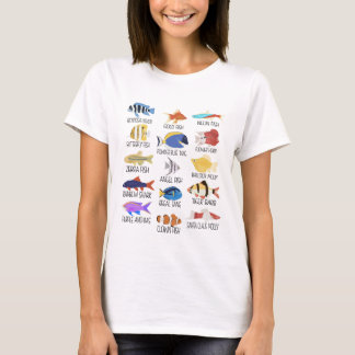 T-shirt Espèces De Poissons Types De Pêcheuse D'Eau Douce