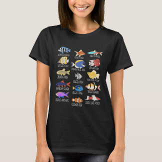 T-shirt Espèces De Poissons Types De Pêcheuse D'Eau Douce