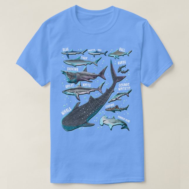 T-shirt Espèces de requin Cadeaux de requin Visages du req (Design devant)