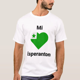 T-shirt espéranto Mi amas Esperanton