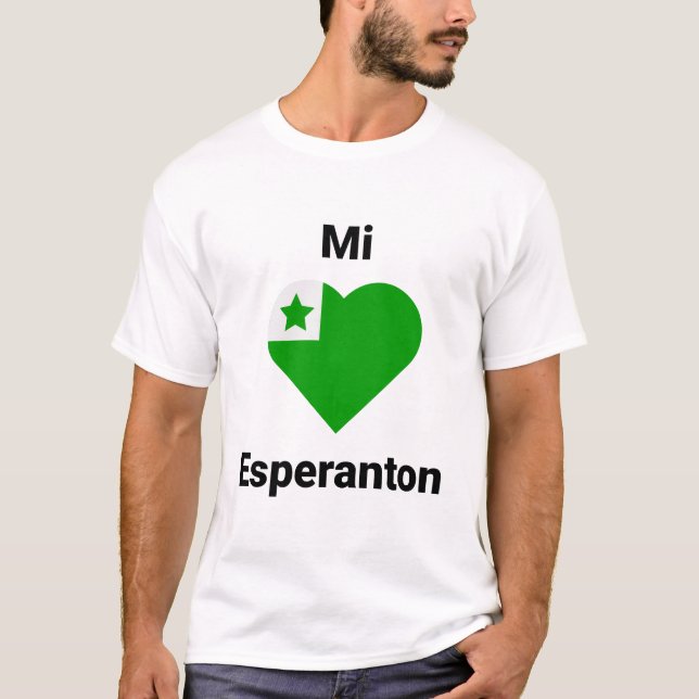 T-shirt espéranto Mi amas Esperanton (Devant)