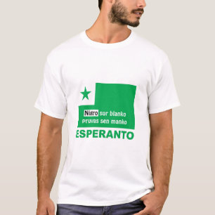 T-shirt Esperanto / "Nigro sur blanko pruvas sen manko",