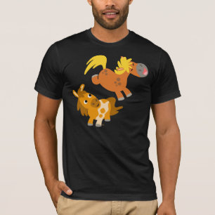 T-shirt espiègle de poneys de bande dessinée