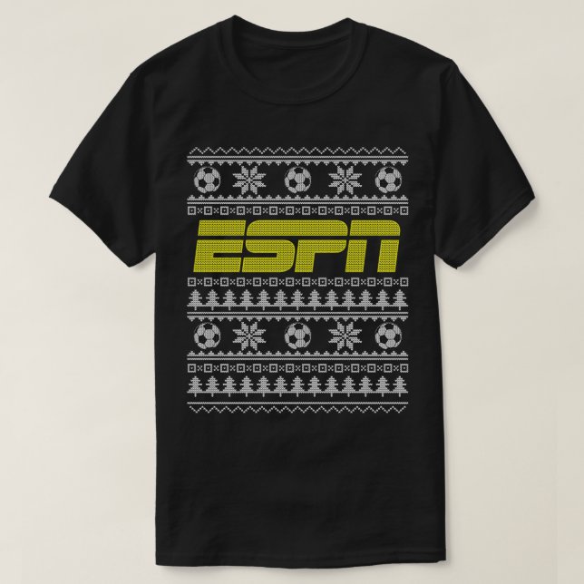 T-shirt ESPN Christmas Yellow Logo Soccer Ugly Sweater  (Design devant)
