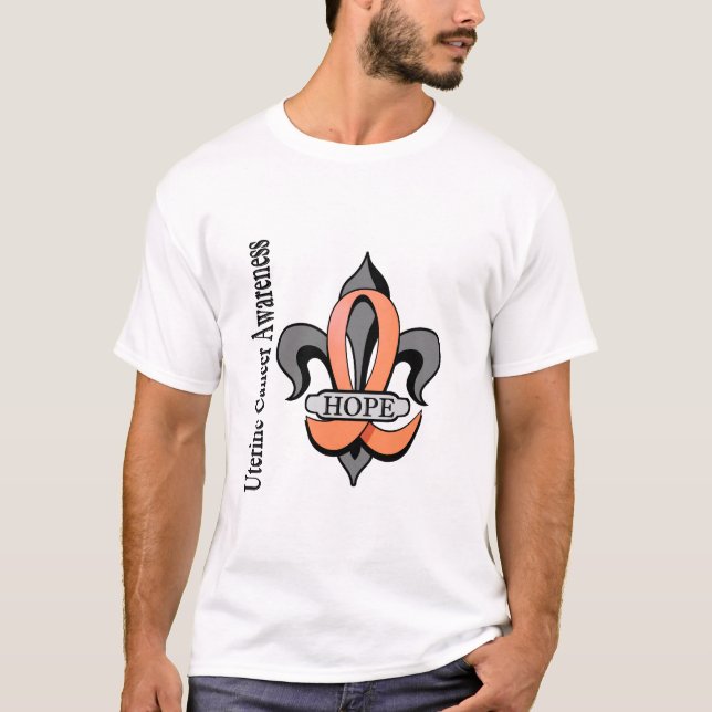 T-shirt Espoir de Cancer de Fleur De Lis Uterine (Devant)