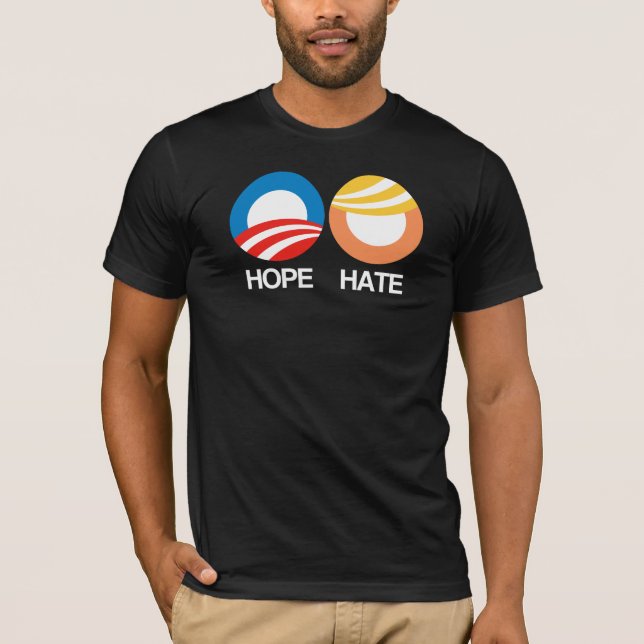 T-shirt ESPOIR (Obama) contre la HAINE (atout) (Devant)