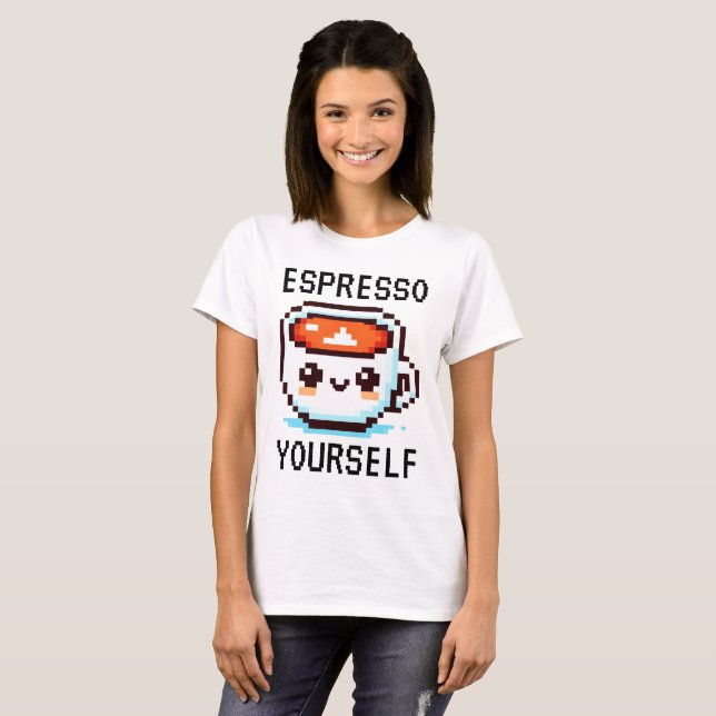 T-shirt Espresso Yourself - Drôle Pixel Art Conception Caf (Devant entier)