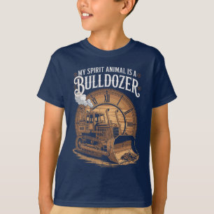 T-shirt Esprit animal bulldozer motivationnel Rétro Drôle