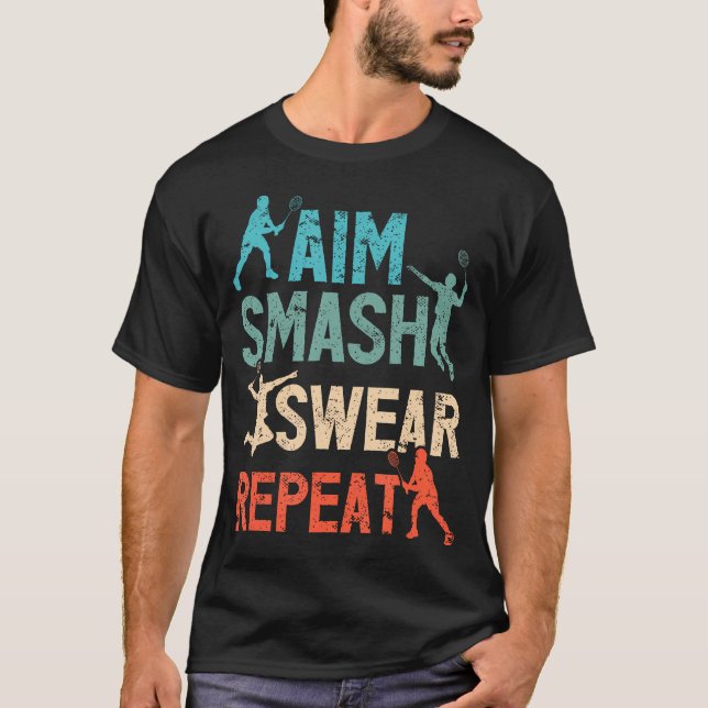 T-shirt Esprit Badminton Viser Écraser Jurer Répéter (Devant)