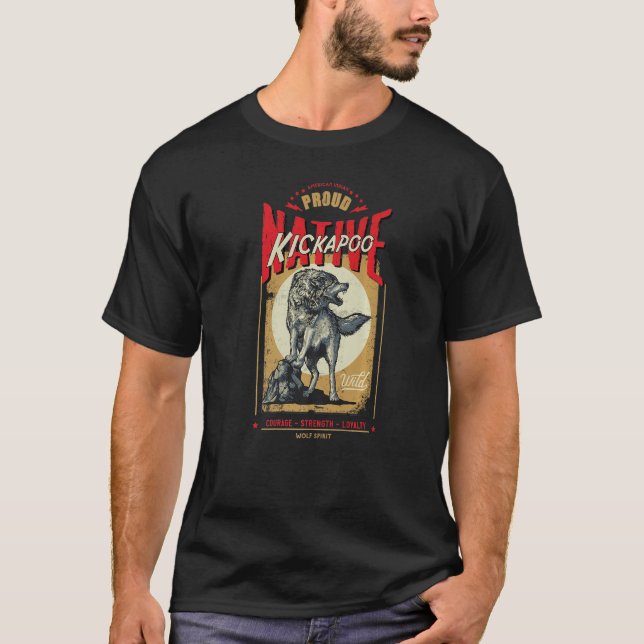 T-shirt Esprit de loup né Kickapoo amérindien R (Devant)