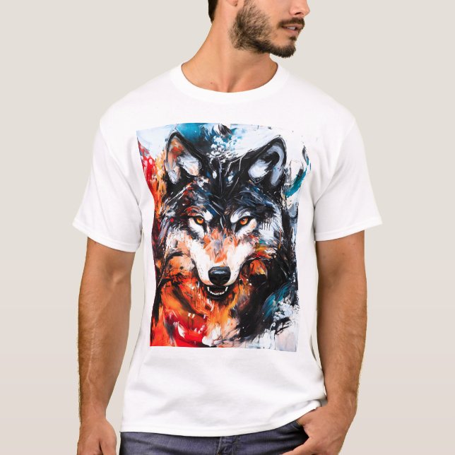 T-shirt Esprit de loup sauvage abstrait (Devant)