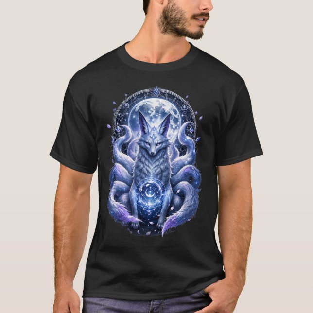 T-Shirt Esprit de Lune Kitsune Céleste | Ja Fantai (Devant)