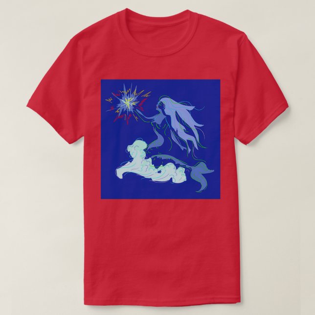T-shirt Esprit de sirène bleu et étoiles (Design devant)