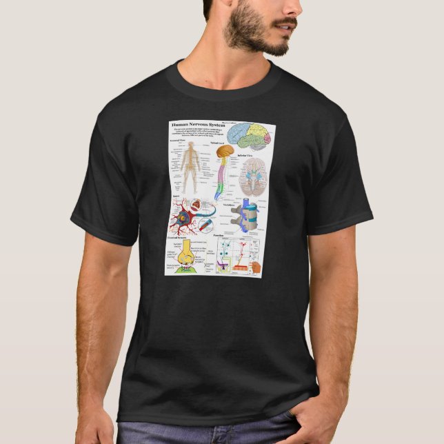 T-shirt Esprit humain et diagramme de système nerveux (Devant)