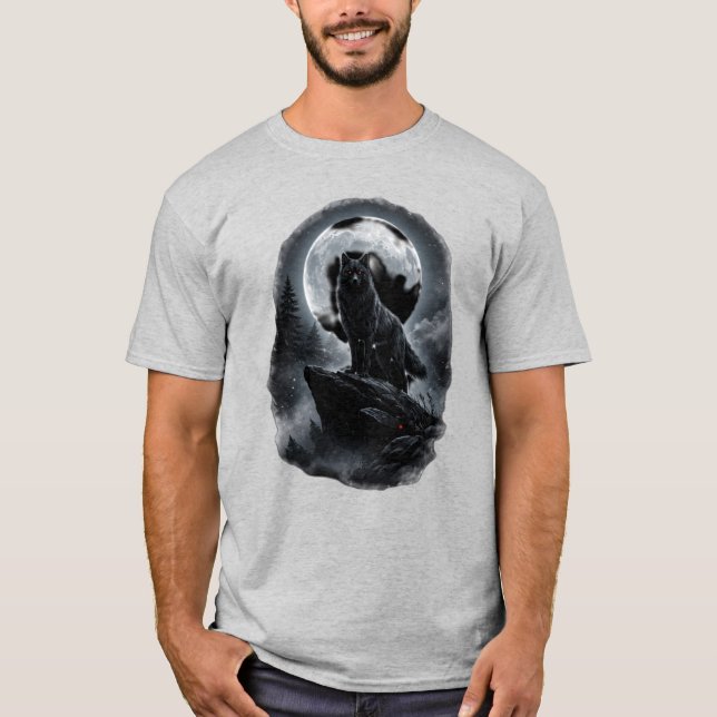 T-shirt Esprit Loup Classique - Graphique de la Nature Vin (Devant)
