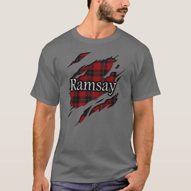 T-shirt Esprit noir rouge de tartan de Ramsay Ramsey de (Devant)
