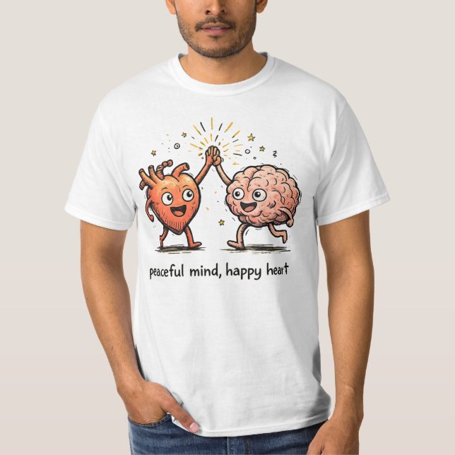 T-shirt Esprit Paisible Cœur Heureux (Devant)
