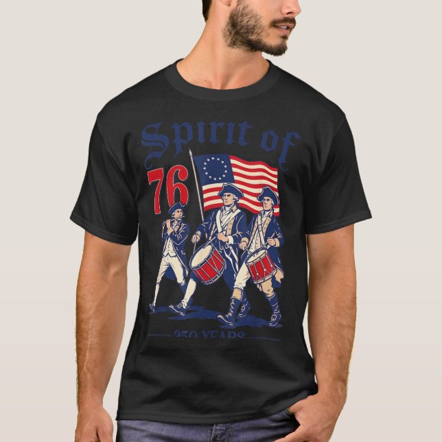 T-shirt Esprit Rétro De 76 250 Ans Semiquincentennial (Devant)