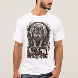 T-shirt Esprit Sauvage Loup Gothique Vintage Art Lunaire