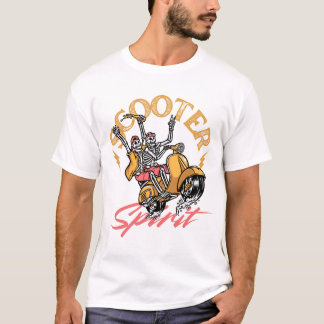 T-shirt Esprit Scooter – Design de cavalier squelette rétr