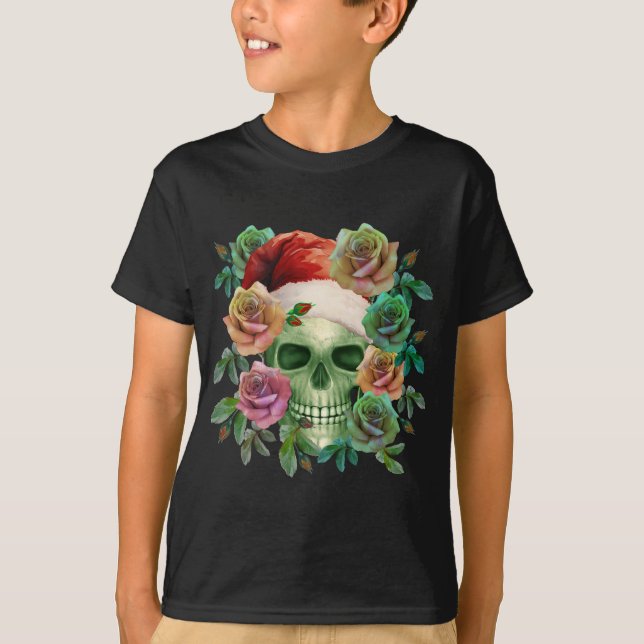 T-SHIRT ESPRIT VERT PÈRE NOËL ET FLORALE DE NOËL (Devant)