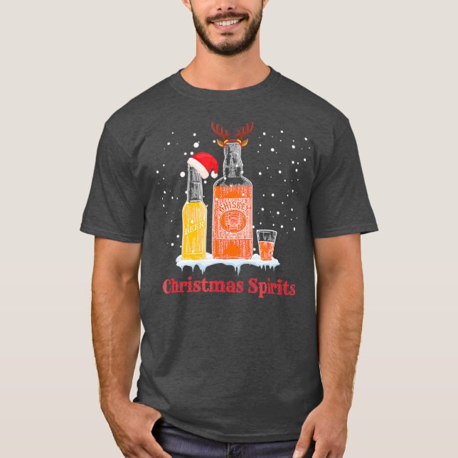 T-shirt Esprits de Noël Drôle Boire (Devant)